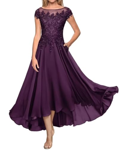 Teelänge Mutter der Braut Kleid Spitze Lang Formal Abendkleid Chiffon Hochzeit Gastkleider für Kurzarm Teelänge Mutter der Braut Kleid Spitze Lang Formal Abendkleid Chiffon Hochzeit Gastkleider für Kurzarm von Sincemeet
