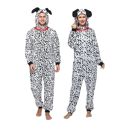 Sincere Party Dalmatin Onesie Kostüm für Erwachsene, Fleece Dalmatin Pyjamas Overall für Männer und Frauen X-Groß von Sincere Party