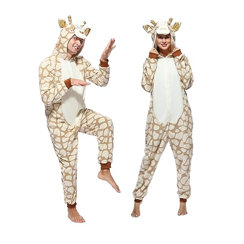 Sincere Party Erwachsene One Piece Giraffe Onesie Kostüm,Fleece Giraffe Weihnachten Pyjamas Outfit für Männer und Frauen X-Groß von Sincere Party
