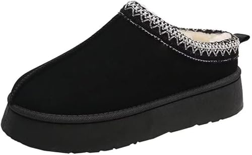 Damen Fuzzy Plattform Hausschuhe - Kunstpelz Plüsch Gefüttert Flauschige Kurze Stiefelette für Winter Innen Und Außen von SincereWay