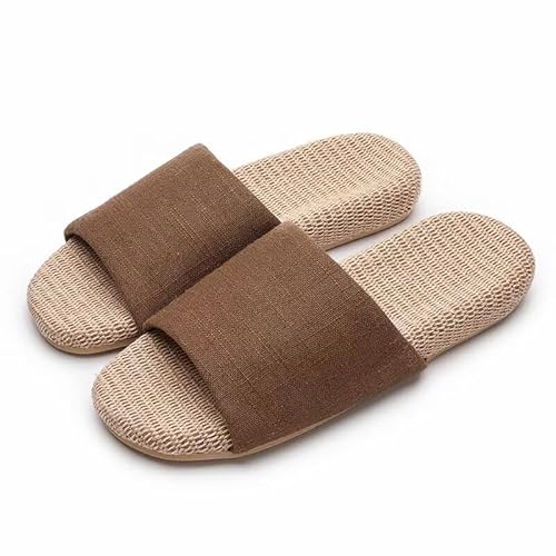 Frauen Leinen Hausschuhe Sommer Rattan Woven Sandalen Rutschfeste Gleitschuhe von SincereWay
