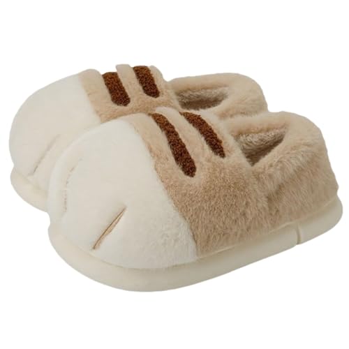SincereWay Frauen Katze Pfote Hausschuhe Plüsch Fuzy Slip-On Hausschuhe Mit Memory Foam Waschbar Indoor von SincereWay