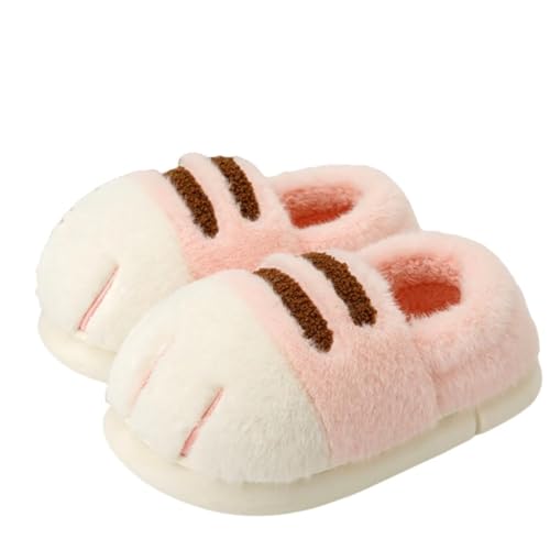 SincereWay Frauen Katze Pfote Hausschuhe Plüsch Fuzy Slip-On Hausschuhe Mit Memory Foam Waschbar Indoor von SincereWay