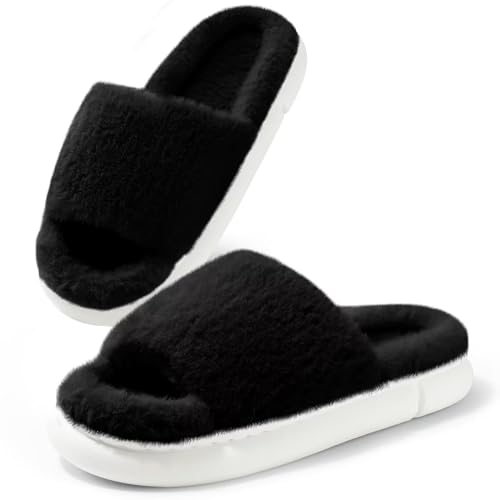 SincereWay Frauen Plüsch Kunstpelz Memory Foam Hausschuhe Fuzzy Open-Toe Comfort Hausschuhe SincereWay Frauen Plüsch Kunstpelz Memory Foam Hausschuhe Fuzzy Open-Toe Comfort Hausschuhe von SincereWay