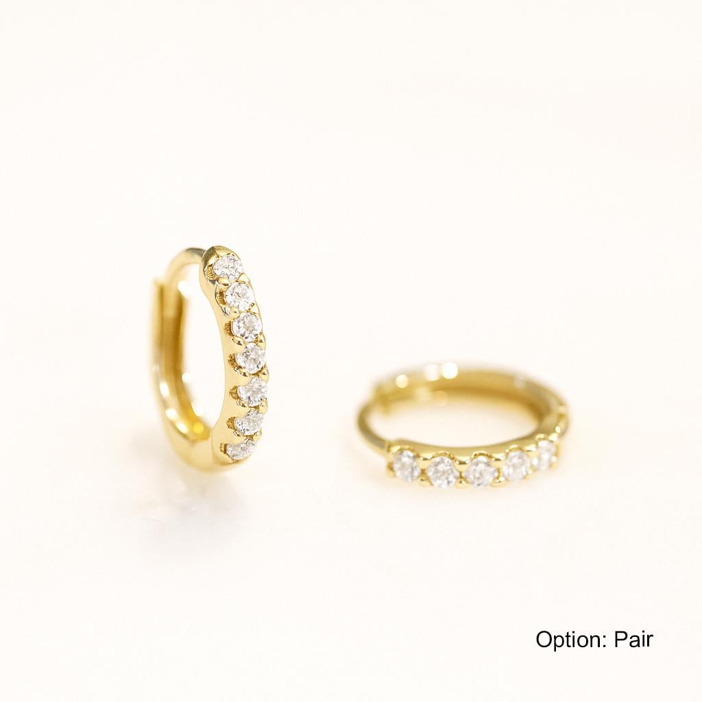 14K Solid Gold Diamant Huggie Ohrringe/Zierliche Hoop Feiner Schmuck Kleine Creolen 9 Mm von SincerelyFineJewelry