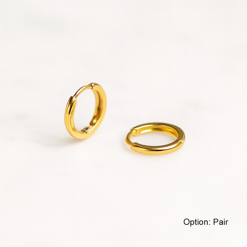 14K Solid Gold Hoop Huggies Ohrringe 9 Mm Durchmesser #a von SincerelyFineJewelry