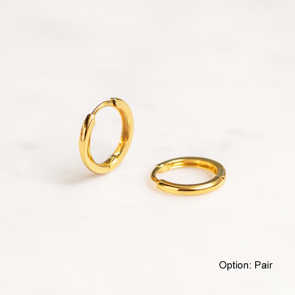 Massive 14K Gold Creolen Huggie Ohrringe 10 Mm Durchmesser #b von SincerelyFineJewelry