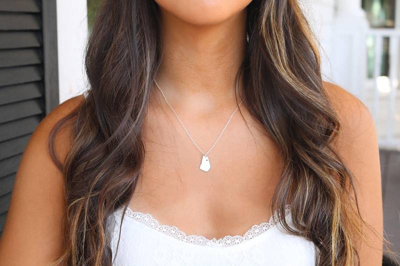 Georgien Halskette Georgia State Charm Geformt Ich Liebe Silber Gold Rose von SincerelySilverShop