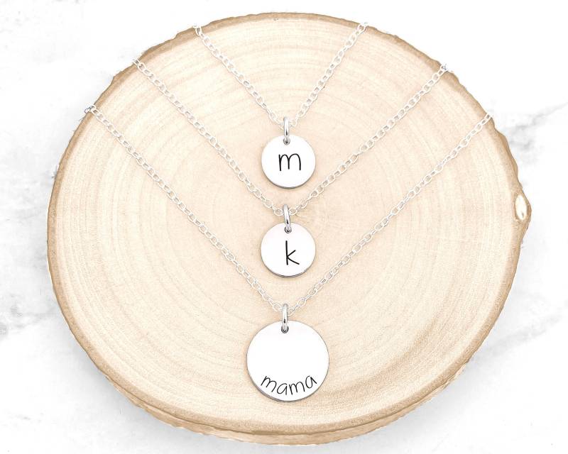 Mutter Und Tochter Halskette Set Mama Initiale Custom Necklace von SincerelySilverShop