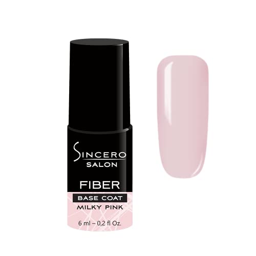 Sincero Salon - Fiberglas Gel Base Milky Pink - Nagelhärter - UV Nagellack - Unterlack für Nägel - Gel Nail Polish für beschädigte Nägel - UV Gel Nagellack für Nägel - UV Lack für Maniküre - 6ml von Sincero Salon