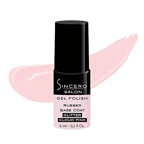 Sincero Salon - Rubber Base Gel Glitter Cloud Pink - Nagelhärter - UV Nagellack - Gel Nagellack für Nagelschutz - Gel Nail Polish für beschädigte Nägel - UV Gel für Nägel - UV Lack für Maniküre von Sincero Salon