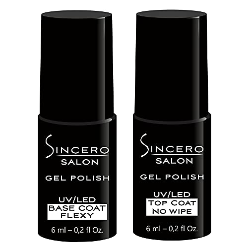 Sincero Salon - Gel Nägel Base Flexy und Top Coat UV No Wipe - Unterlack und Überlack - Nagellack für Maniküre - Schutz vor Kratzern - Nagelhärter - Gellack - Nail Polish Sincero Salon - Gel Nägel Base Flexy und Top Coat UV No Wipe - Unterlack und Überlack - Nagellack für Maniküre - Schutz vor Kratzern - Nagelhärter - Gellack - Nail Polish von Sincero Salon