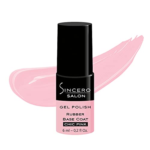 Sincero Salon - Rubber Base Gel Chic Pink - Nagelhärter - UV Nagellack - Gel Nagellack für Nagelschutz - Gel Nail Polish für beschädigte Nägel - UV Gel Nagellack für Nägel - UV Lack für Maniküre von Sincero Salon