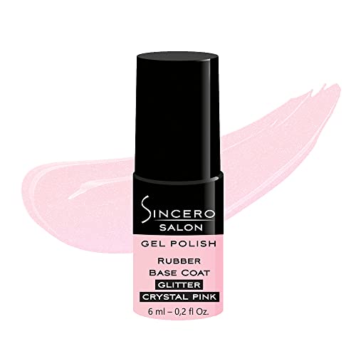 Sincero Salon - Rubber Base Gel Glitter Crystal Pink - Nagelhärter - UV Nagellack - Gel Nagellack für Nagelschutz - Gel Nail Polish für beschädigte Nägel - UV Gel für Nägel - UV Lack für Maniküre von Sincero Salon