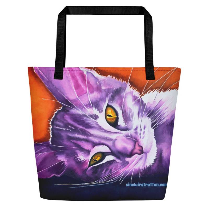 Daisy Mae Katze Strand Tragetasche von SinclairStrattonArt