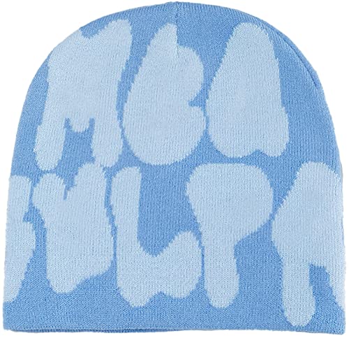 Sindlloger Damen Y2k Accessories Y2k Beanie Mütze Slouchy Beanie Slouchy Beanies für Frauen Damen Beanie.., Blau, Medium von Sindlloger