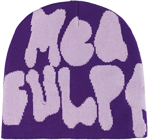 Sindlloger Damen Y2k Accessories Y2k Beanie Mütze Slouchy Beanie Slouchy Beanies für Frauen Damen Beanie.., Dunkles Violett, Medium von Sindlloger