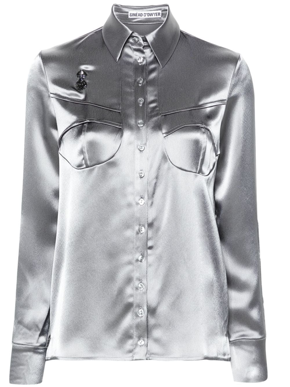 Sinead O'Dwyer Pyjama Hemd aus Satin - Grau von Sinead O'Dwyer