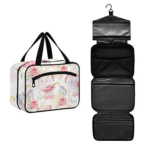 Kulturbeutel für Frauen, Reise-Make-up-Tasche, Organizer mit Haken zum Aufhängen, Kosmetiktaschen für Damen und Herren, Reisetasche für Toilettenartikel, Pinsel, Shampoo, volle Größe, Mehrfarbig #19, M von Sinestour