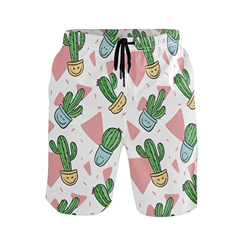 Sinestour Herren Badehose, schnell trocknend, süße Kaktus-Brettshorts mit Tasche, Strandshorts Gr. XL, mehrfarbig von Sinestour