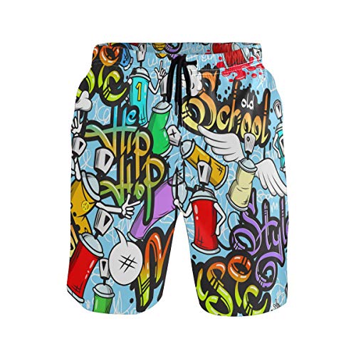 Sinestour Herren Badehose Graffiti bunt Strand Bademode Shorts mit Tasche Strand Shorts Gr. XL, mehrfarbig von Sinestour