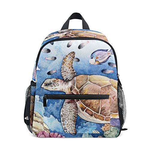 Strapazierfähiger Kleinkind-Rucksack Aquarell Korallenriff Fisch Schildkröte Kleinkind Rucksack für 1-6 Jahre Jungen Mädchen Kleine Kinder, multi, Einheitsgröße von Sinestour