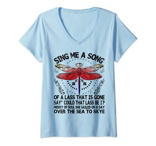 Damen Sing Me A Song, lustiges Libellen-Geschenk für Tierliebhaber T-Shirt mit V-Ausschnitt von Sing Me A Song Of A Lass That is Gone Dragonfly