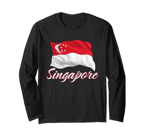Singapur-Flagge von Singapur, patriotische Männer, Frauen, Kinder Langarmshirt von Singapore Flag Asian Heritage Apparel & Gifts