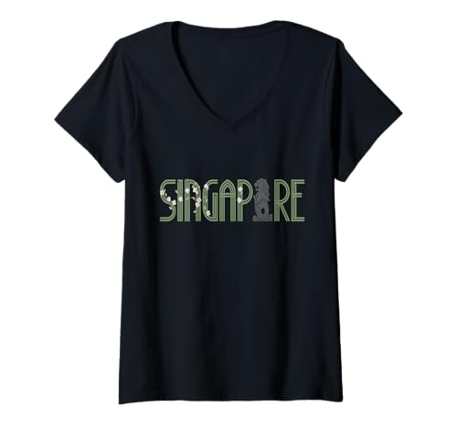 Damen Adventure Sentosa Southeast Asia Singapore T-Shirt mit V-Ausschnitt von Singapur Outfit Männer & Frauen