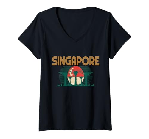 Damen Adventure Sentosa Travel to Southeast Asia Singapur T-Shirt mit V-Ausschnitt von Singapur Outfit Männer & Frauen