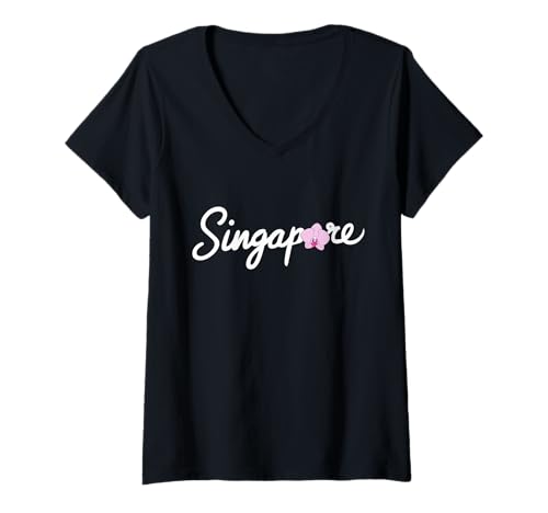 Damen Orchids Southeast Asia Adventure Travel to Singapur T-Shirt mit V-Ausschnitt von Singapur Outfit Männer & Frauen