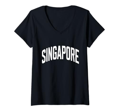 Damen Singapore Foodliebhaber Südostasien Reisen nach Singapur T-Shirt mit V-Ausschnitt von Singapur Outfit Männer & Frauen