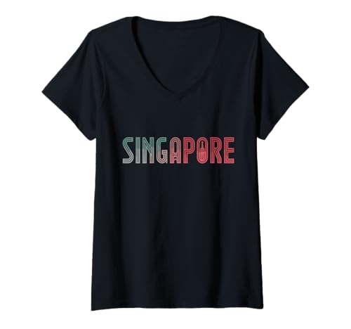 Damen Southeast Asia Adventure Travel to Singapore T-Shirt mit V-Ausschnitt von Singapur Outfit Männer & Frauen