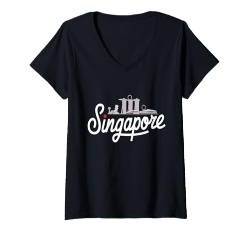 Damen Southeast Asia Backpacker Adventure Travel to Singapur T-Shirt mit V-Ausschnitt von Singapur Outfit Männer & Frauen