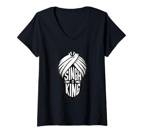 Damen Singh ist König | Proud Sardar Turban Crown Sikh Punjabi Pride T-Shirt mit V-Ausschnitt Damen Singh ist König | Proud Sardar Turban Crown Sikh Punjabi Pride T-Shirt mit V-Ausschnitt von Singh Is King Proud Sikh Tee