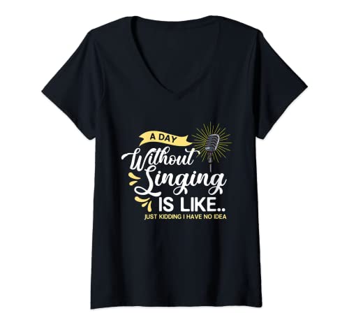 Damen Singender Sänger Musik Chor Karaoke T-Shirt mit V-Ausschnitt Damen Singender Sänger Musik Chor Karaoke T-Shirt mit V-Ausschnitt von Singing Singer Lover