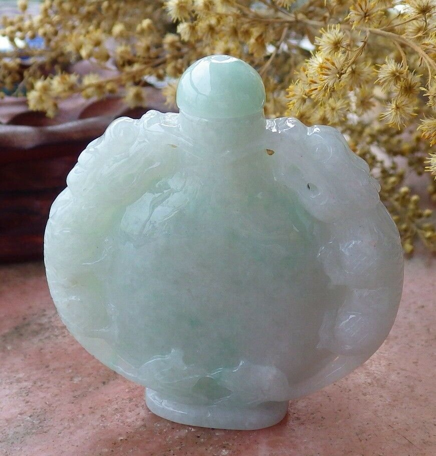 Zertifizierte Handgeschnitzte Lavendel Natur Myanmar Burma A Jade Jadeit Display Drache Schnuff Flasche von Singjade