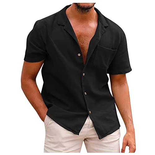 2025 bierhemd,Herren Hemd Hawaii Kurzarm Lustig Palmen Tshirt Button-Down-Leinenhemd Casual Regular Fit Hawaihemden Mit Muster MäNner Paisley Sommerhemd von Singular-Point