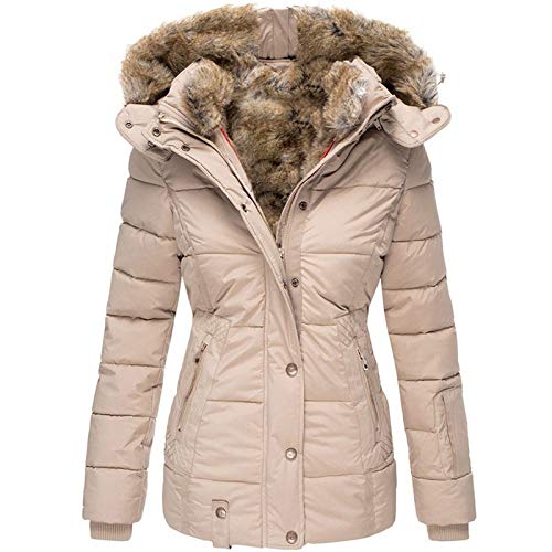 Damen Winterparka Dicker Warm Lang Wintermantel mit Fellkapuze Winter Jacke Outdoor Jacke für Winter damen fleecejacke ohne kapuze laufjacke damen thermo lumberjacket herren,3-Pink,5XL von Singular-Point