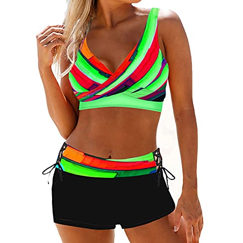 Singular-Point Badeanzug Damen große größe Damen Sport Badeanzüge Zweiteiliger Crop Top Gerippter Bikini mit frechem Unterteil von Singular-Point