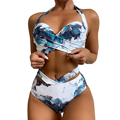 Singular-Point Damen Bikini Set Push up, Damen Bikini Set Push Up Crossover Bikinioberteil Strandmode Zweiteiliger Badeanzug,White,XXL von Singular-Point