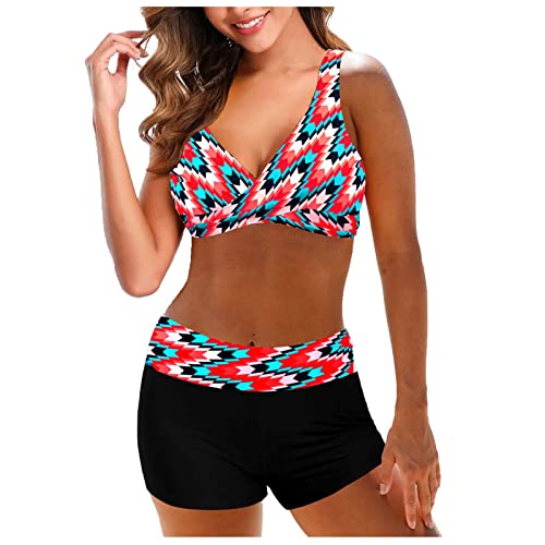 Triangel Bikini Damen Bikini Damen Set Triangel Breites Unterbrustband Gerippte Bademode Zweiteiliger Badeanzug Bikini-Set Badeshorts von Singular-Point