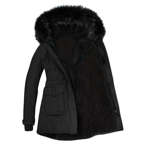 Wollmantel Damen Daunenjacken,Wintermantel Damen Warm Damen Wintermantel Daunenmantel Damen Echtfell Jacke Winter Teddyjacke Damen Daunenjacke Damen Steppjacke Damen Teddy Mantel Damen Lang von Singular-Point