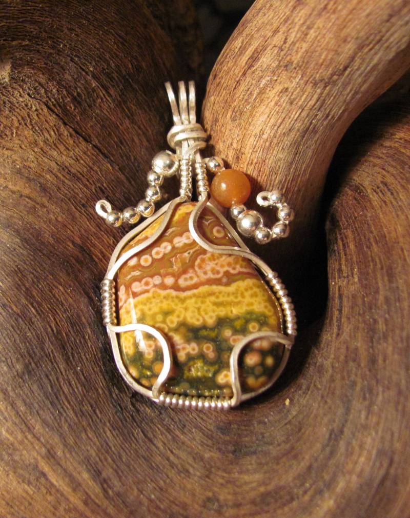 Ozean-Jaspis Und Sterling Silber Mit Karneol Anhänger von SingularityStones