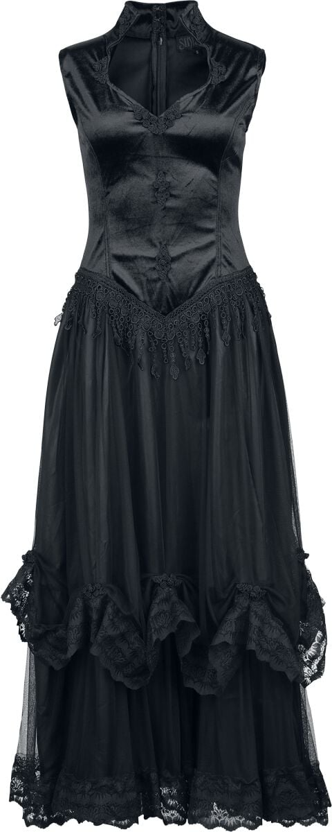 Sinister Gothic - Gothic Kleid lang - Gothic Longdress - S bis XXL - für Damen - Größe XXL - schwarz von Sinister Gothic