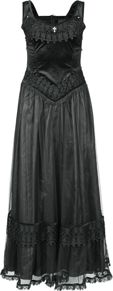 Sinister Gothic - Gothic Kleid lang - Langes Gothickleid - XS bis 4XL - für Damen - Größe L - schwarz von Sinister Gothic