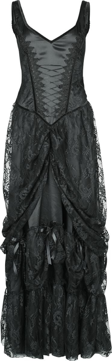 Sinister Gothic - Gothic Kleid lang - Langes Gothickleid - XS bis XXL - für Damen - Größe XS - schwarz von Sinister Gothic