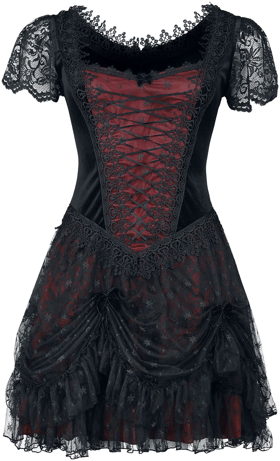 Sinister Gothic - Gothic Kurzes Kleid - Minidress - M bis XL - für Damen - Größe M - schwarz/rot von Sinister Gothic