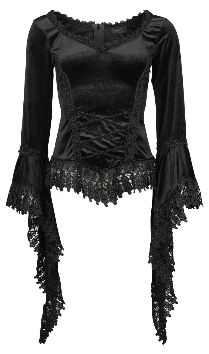 Sinister Gothic - Gothic Langarmshirt - Gothic Longsleeve - XS bis XXL - für Damen - Größe L - schwarz von Sinister Gothic