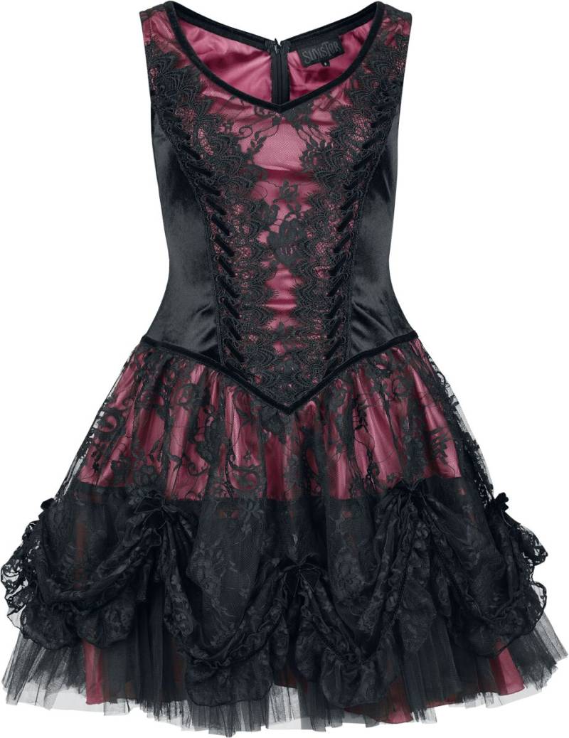 Sinister Gothic Gothic Short Dress Kurzes Kleid schwarz pink in XXL von Sinister Gothic